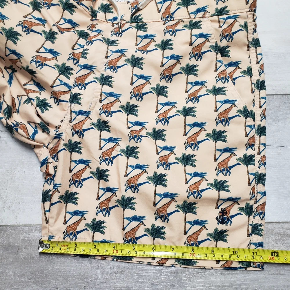 Retromarine New York Swim Trunks Swimsuit Giraffe Print Medium Drawstring Lined